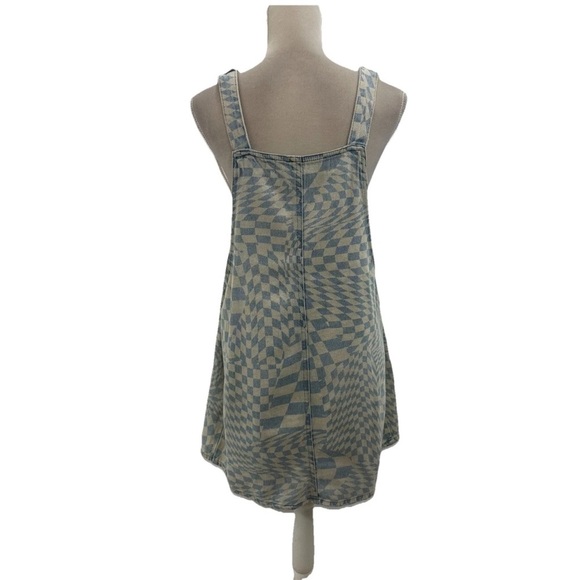 Tinseltown Bib Dress Pastel Denim Checkered Women’s XL Pockets Beach Sundress - Picture 6 of 6